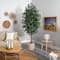 8ft. Ficus Artificial Tree with Handmade Natural Cotton Multicolored Woven Planter